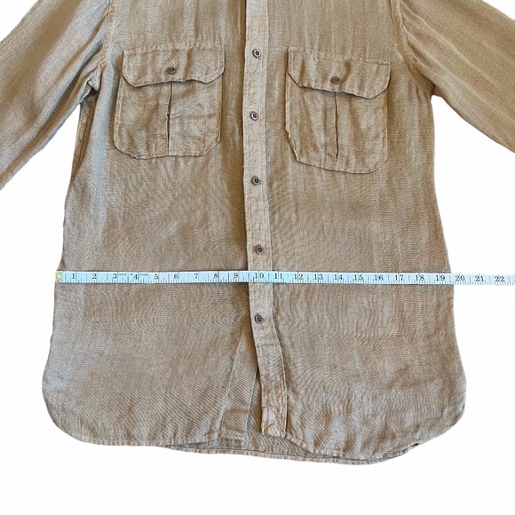 Ralph Lauren 100% Linen Tan Long Sleeve Button Down Women's Shirt Size 6 - Picture 4 of 7